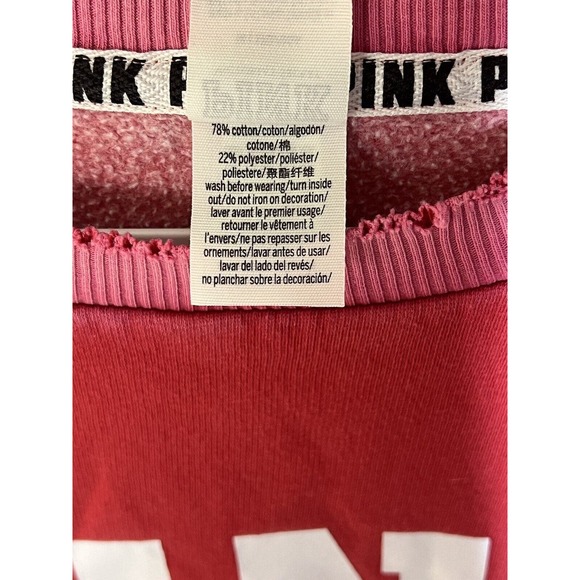 Victorias Secret PINK SPELLOUT Distressed Sweatshirt Womens Size Medium Pullover - Picture 4 of 9